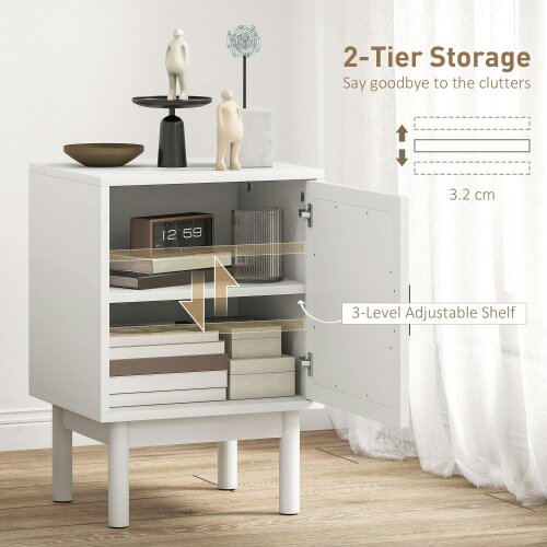 Wyld Haus Luna White Wooden Rattan Bedside Table With Door