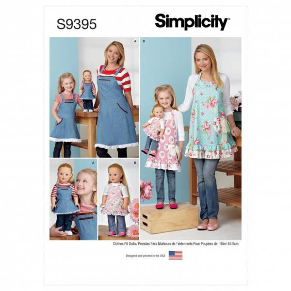 Simplicity Sewing Pattern 9395, Aprons, Doll Clothes for Kids, Women, A (S - L / S - L) - Easy