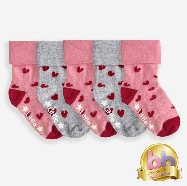 Little Sock Co. Non-Slip + Stay On Baby and Toddler Socks - 5 Pack in Amore + Hart