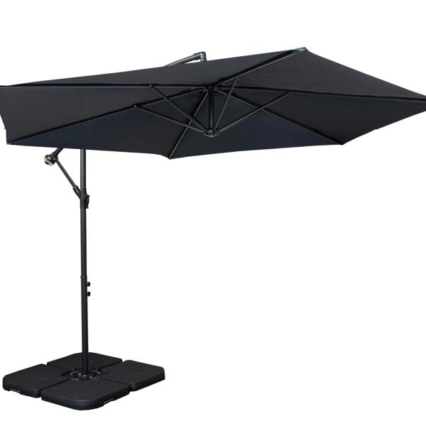 Samuel Alexander 3m Cantilever Banana Garden Parasol in Blue with Crank Handle and Parasol Base Weights Included