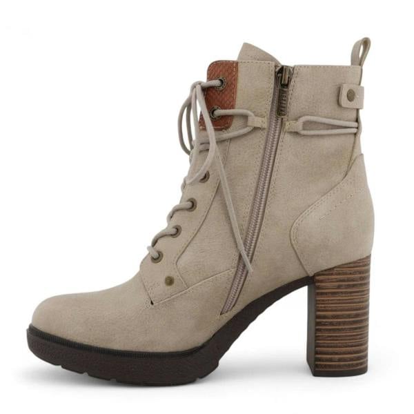 Mustang Women's Off-White High-Heeled Ankle Boots