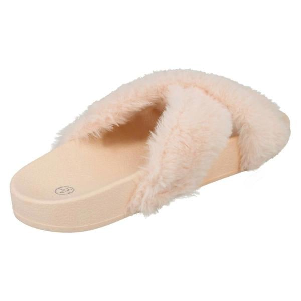Spot On Ladies Spot On X Strap Fur Mules