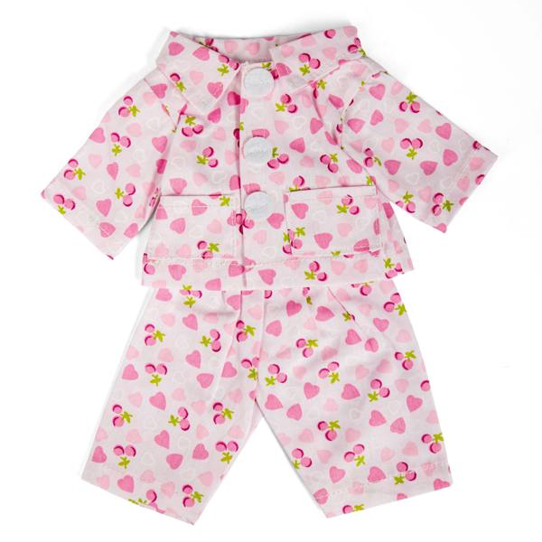 Bigjigs Toys Pink Cherry and Heart Pattern Pyjamas for 30cm Rag Dolls (Medium)