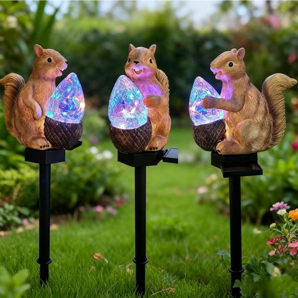 Leaper Solar Colorful Crystal Squirrel Ground Plug Light
