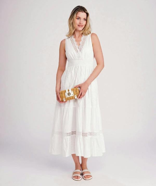 Pia Rossini Acapulco - Lace Empire Waist Maxi Dress
