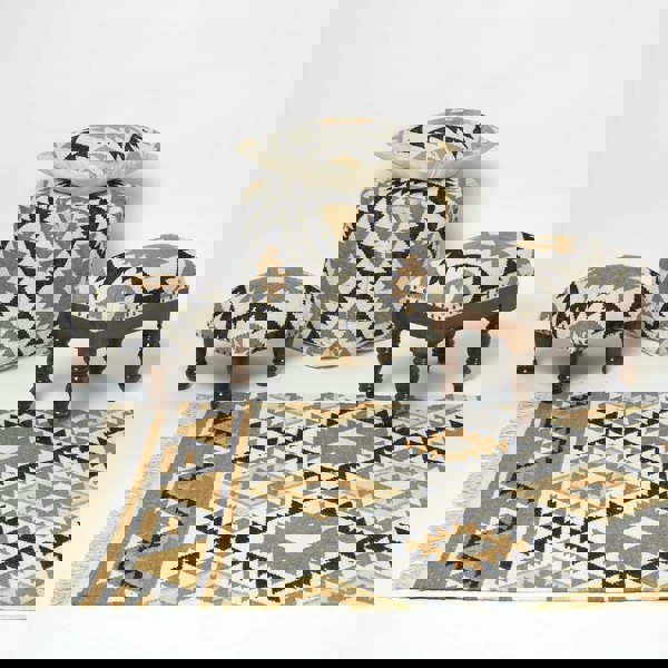 HOMESCAPES Agra Handwoven Kilim Footstool