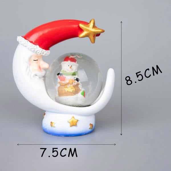 7cm Christmas Mini Snow Globe with Resin Moon and Star Base, Teddy Scene Decoration image 6