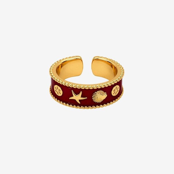 Uchi & Soto Kin Red and Gold Shell Ring