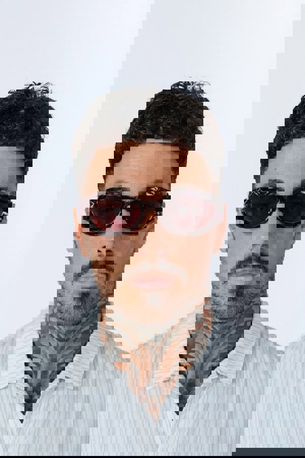 SVNX Retro Polygonal Cat-Eye Sunglasses in Red