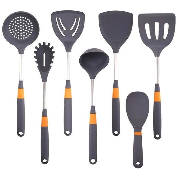 Anygleam Cooking Utensil 6 Set Grey Heat Resistant Tools Spatula Kit with 1 Rice Spatula Kitchen Accessories Kitchenware for Nonstick Cookware