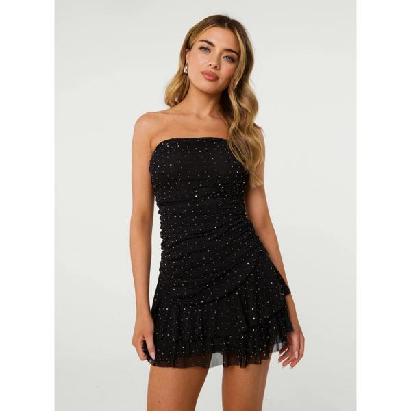 Pink Vanilla Diamante Ruffle Mini Dress