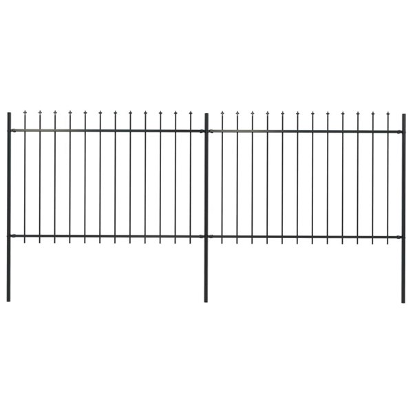 Berkfield Garden Fence with Spear Top Steel 3.4x1.2 m Black