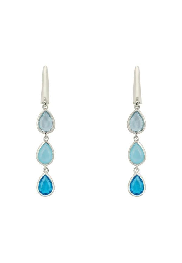 Latelita Sardinia Triple Teardrop Earrings Silver The Blues