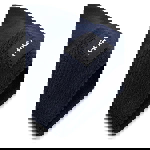 Hugo Xevon Ribbed Turn Up Beanie - Navy - 