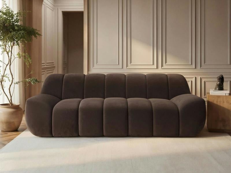 Macy Large 3 Seater Sofa Brown Velvet
