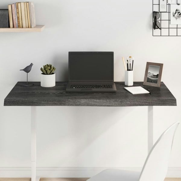 Berkfield Table Top Dark Grey 100x50x4 cm Treated Solid Wood Oak