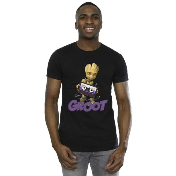 Guardians Of The Galaxy Mens Groot Casette T-Shirt - Black