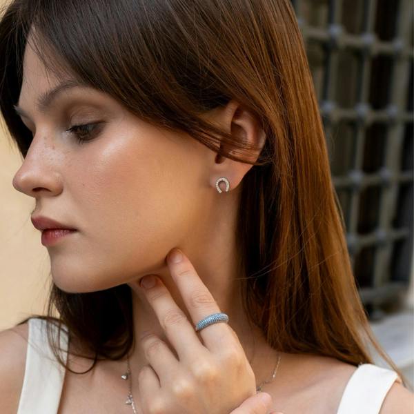 Spero London Turquoise Pave Sterling Silver Dome Ring