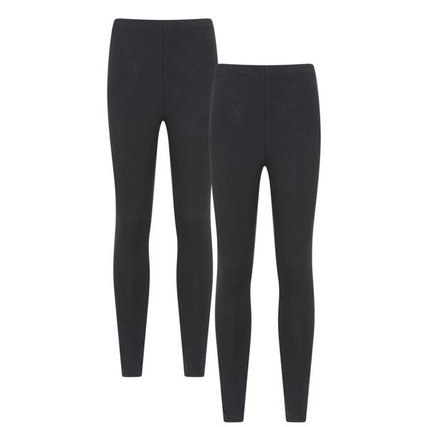 Mountain Warehouse Womens/Ladies Cotton Blend Midweight Leggings (Pack of 2) - Jet Black - 