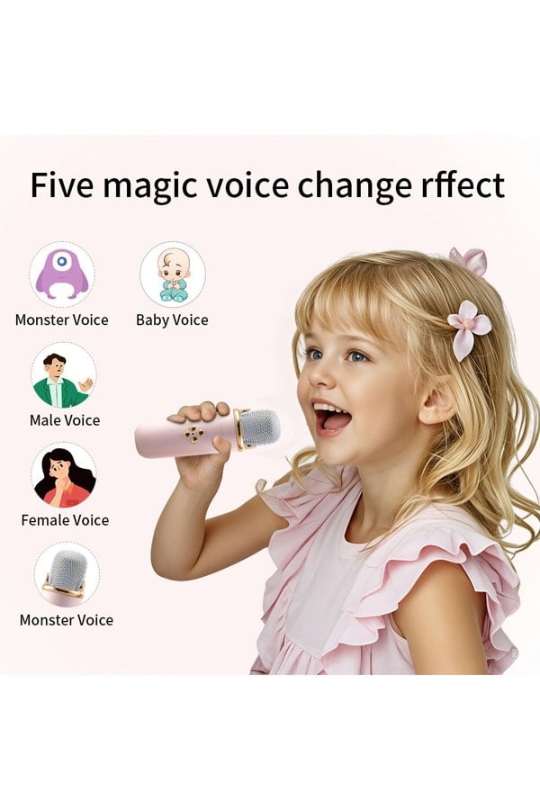 Living and Home Portable Retro Pink bluetooth Karaoke Machine Speaker System with Wireless Microphones