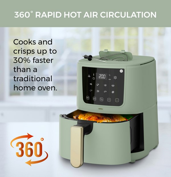 Cello Perfect Temperature Airfryer Sage Green