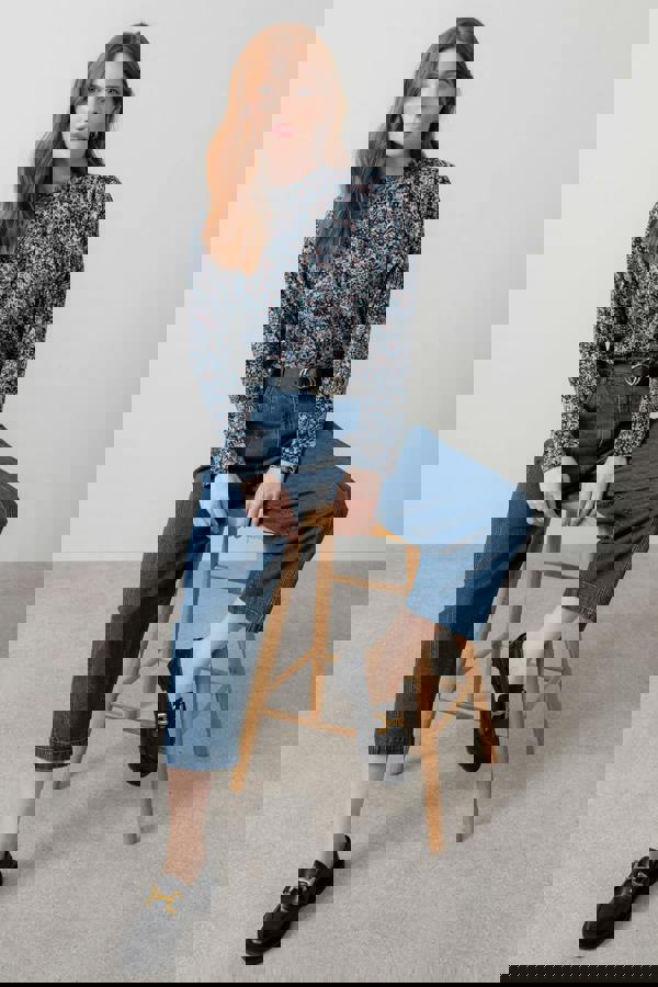 Lily & Me Bayberry Batwing Printed Top Sea Mist