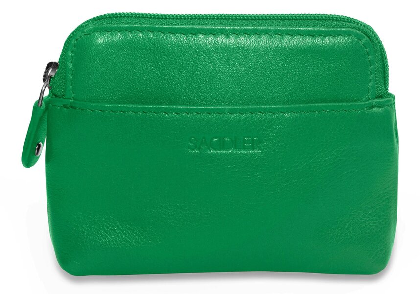 SADDLER Compact Leather Zip-Top Purse "Pia" – Handmade by Saddler | RFID Protected & Gift Boxed | Multi-Functional Card, Coin & Key Holder - Jelly Bean
