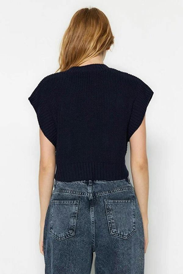 WOVCOR Crop Crew Neck Knit Sweater
