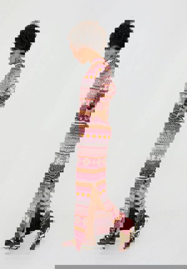 Raffya Elvis Longline Folk Jacquard Maxi Dress In Multi