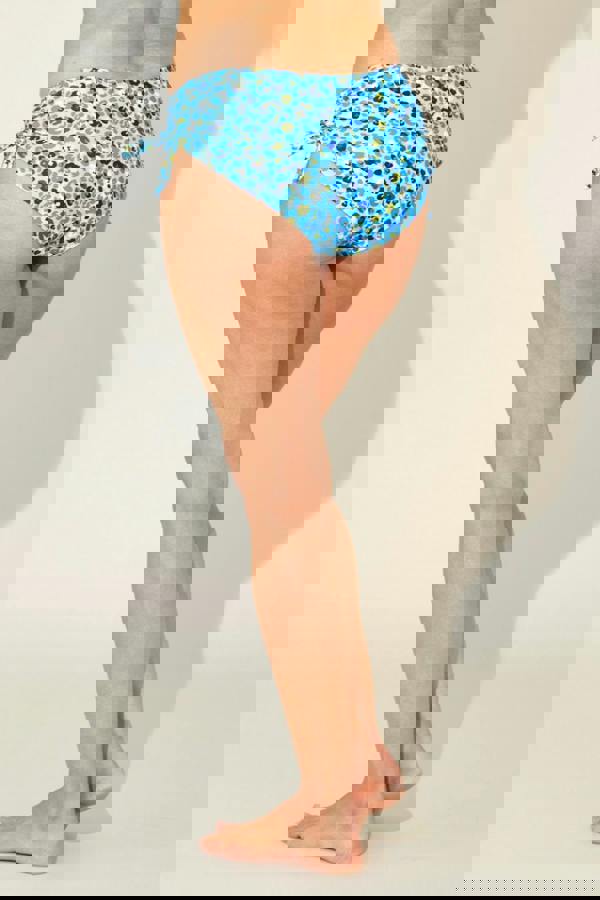 Blue Leopard Ruched Leg Bikini Brief