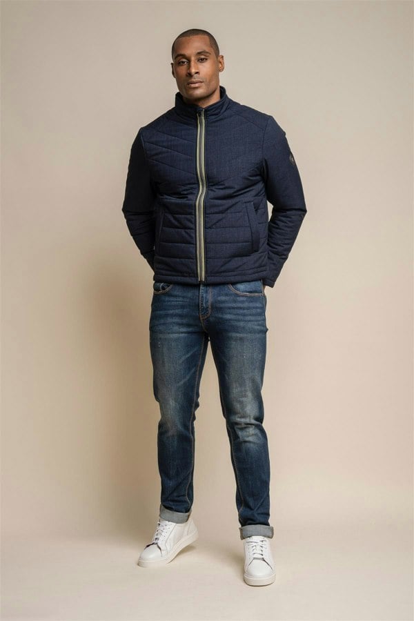 Keenan navy puffer coat front