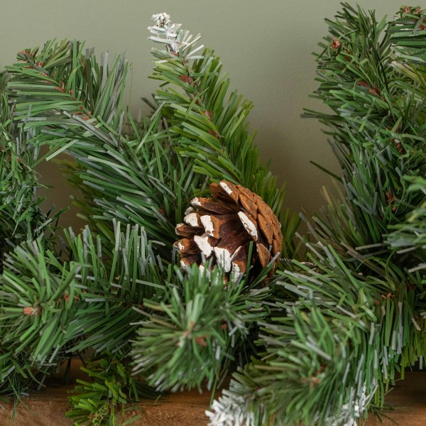 Samuel Alexander 270cm (9ft) x 25cm Snow Tipped King Fir Christmas Garland with Pine Cones