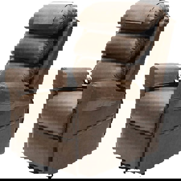 Dual Motor Rise and Recline Armchair - Waterfall Pillow - Nutmeg PU Leather Loops