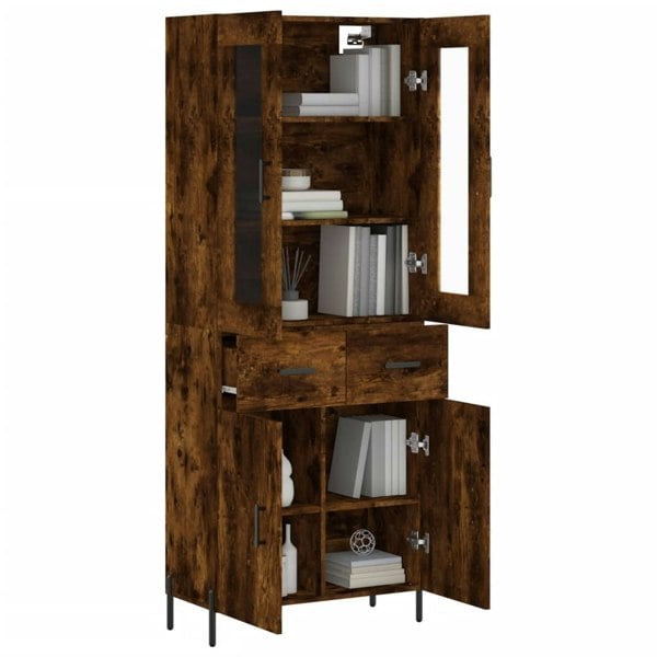 Berkfield Highboard Smoked Oak 69.5x34x180 cm Engineered Wood