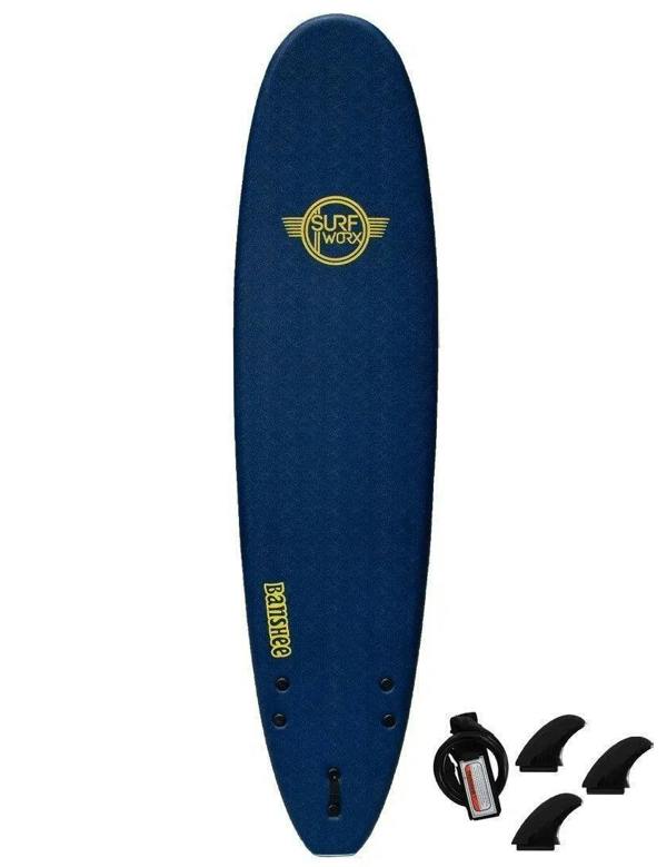 Surfworx Banshee Midnight Blue Mini Mal Soft Surfboard 7ft 0 Starter Package