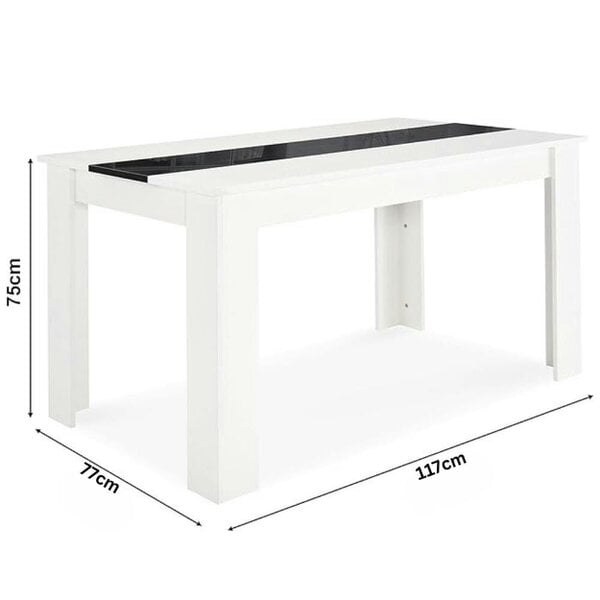 Kosy Koala Dining Table Wood Kitchen Place for 4 Seats, Dining Table Only (White and Black H 75 x L 117 x W 77 cm)