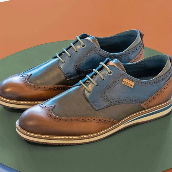 Pikolinos Men’s Brandy Brown Leather Brogue Lace-Up Oxford Shoes - Avila