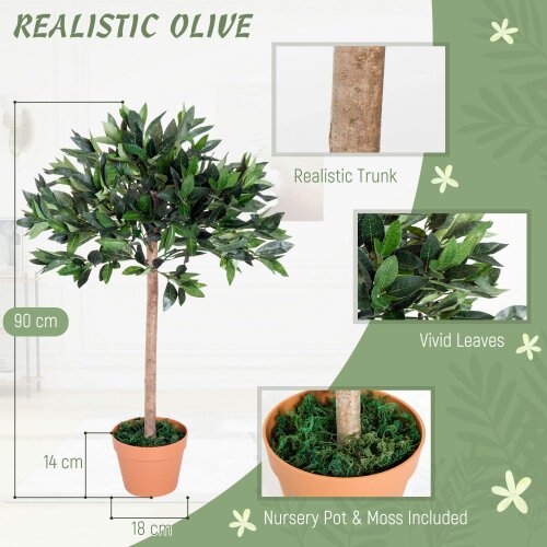 Wyld Haus Niladi Artificial Olive Style Tree In Green With Orange Accent Pot For Interior Decor