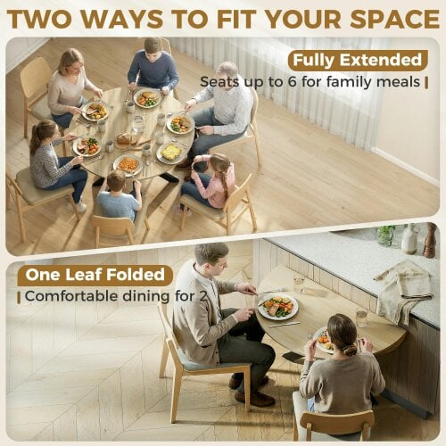 HOMCOM Folding Dining Table with Adjustable Feet, Natural Wood Finish