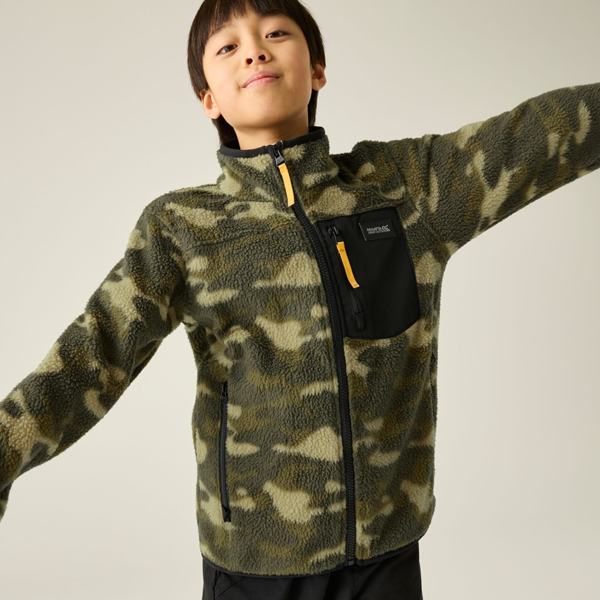 Regatta Kids Frankie Camo Full Zip Fleece Jacket - Bark Green
