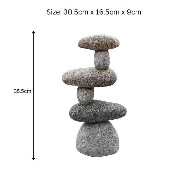 EDH Door Hardware Resin 6 Stone Cairn Sculpture – 30.5cm x 16.5cm x 9cm | Zen Garden Rock Stack for Outdoor & Indoor Décor