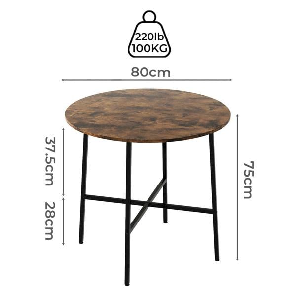Levede Dining Table Round Kitchen 4 Person Coffee Restaurant Metal Base 80cm