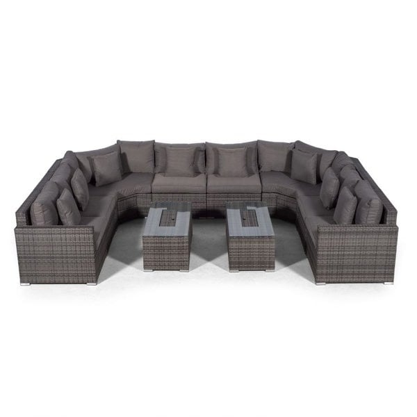Giardino Santorini U Shape Modular 8 Seat Rattan Sofa Set With 2 Large Drinks Cooler Coffee Tables