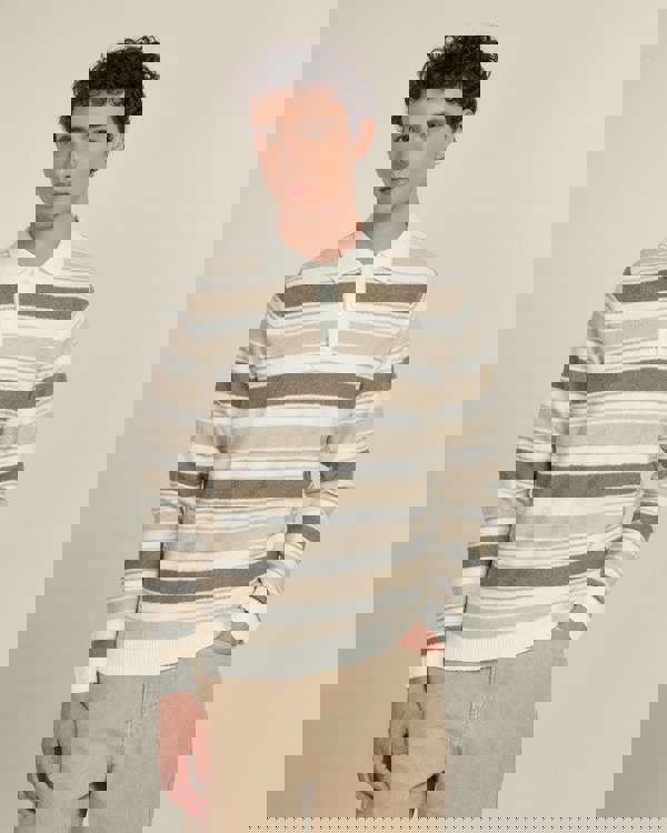 Larsson & Co Osterby - Stripe Knitted Long Sleeve Polo Shirt