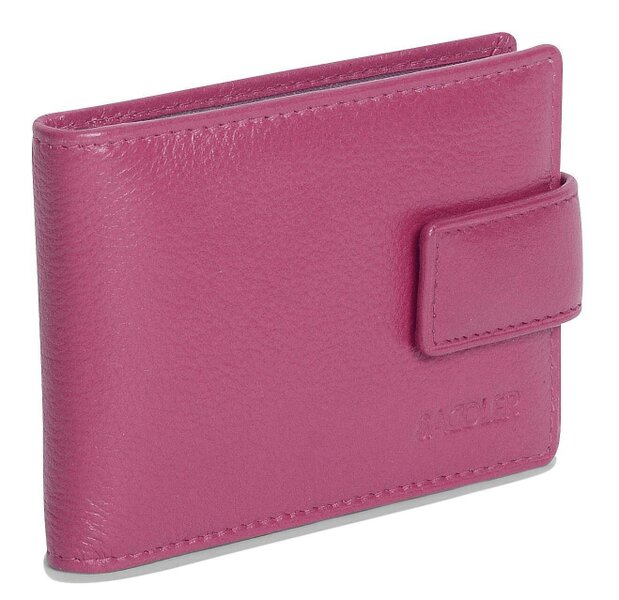 SADDLER Robyn Compact Leather Card Wallet – Handmade by Saddler | RFID Protected & Gift Boxed - Magenta