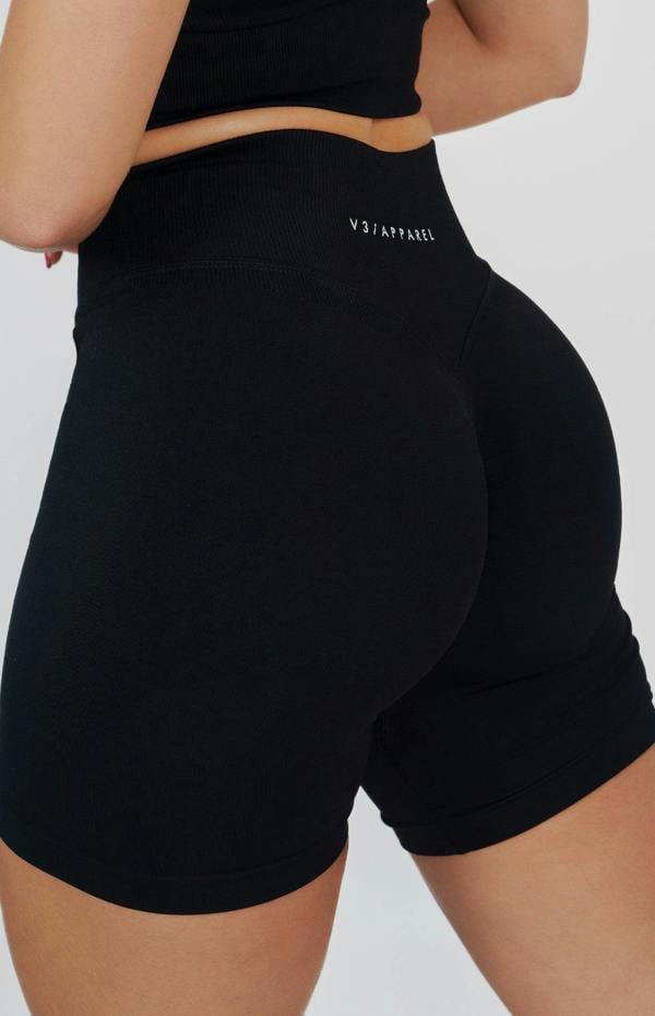 V3 Apparel Form Seamless Scrunch Shorts & Sports Bra Set - Black