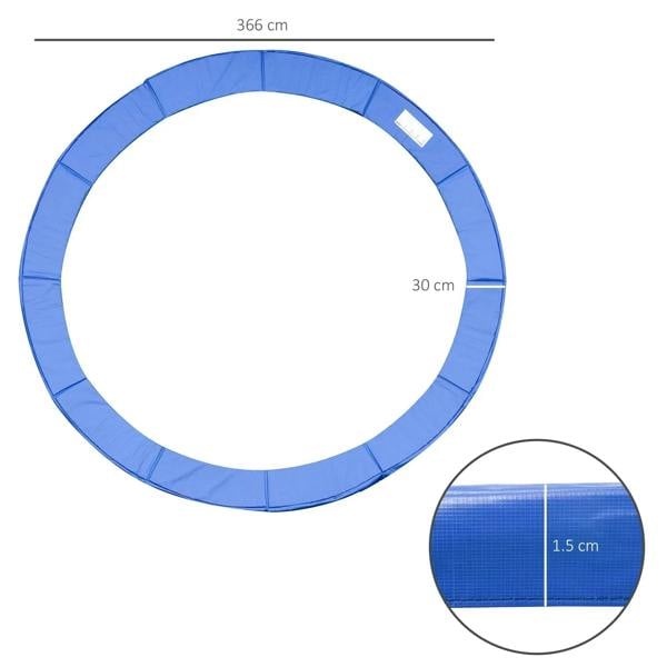 Blue circular trampoline surround pad with inner opening, designed for 366 cm