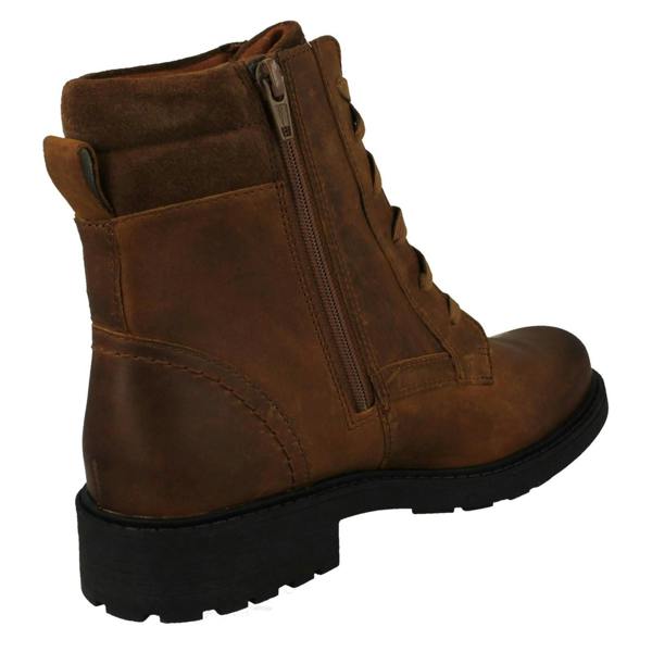 Clarks Ladies Clarks Lace Up Detailed Ankle Boots Orinoco2 Spice