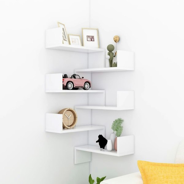 Berkfield Wall Corner Shelf 2 pcs White 40x40x50 cm Engineered Wood