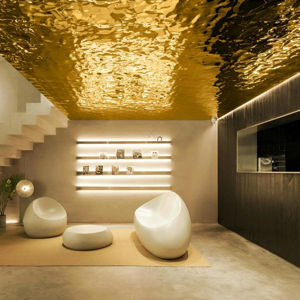 ENER-J Wave-Pattern Metallic Finish WPC Boards (2.44m x 1.22m x 5mm) for Modern Interiors, Gold (Pack of 2)